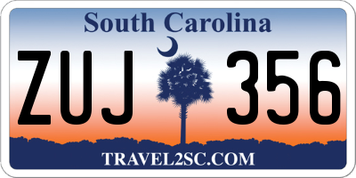 SC license plate ZUJ356