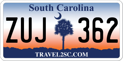 SC license plate ZUJ362