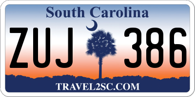 SC license plate ZUJ386