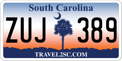SC license plate ZUJ389
