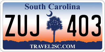 SC license plate ZUJ403