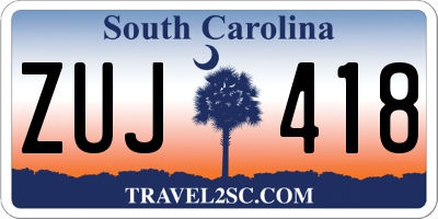 SC license plate ZUJ418