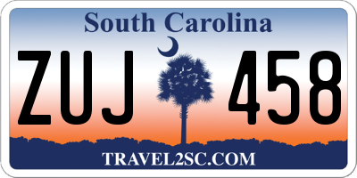 SC license plate ZUJ458