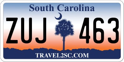 SC license plate ZUJ463