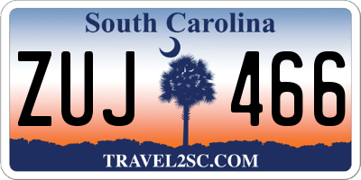 SC license plate ZUJ466