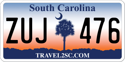 SC license plate ZUJ476