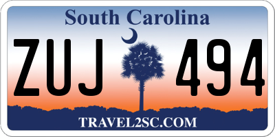 SC license plate ZUJ494