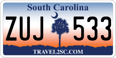 SC license plate ZUJ533