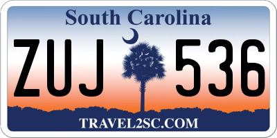 SC license plate ZUJ536
