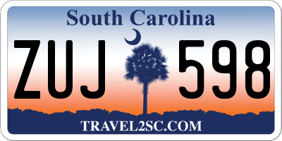 SC license plate ZUJ598