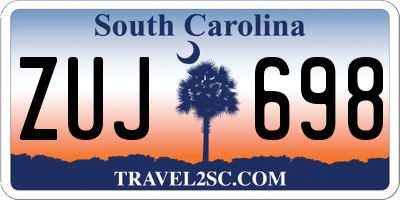 SC license plate ZUJ698