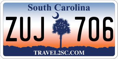 SC license plate ZUJ706