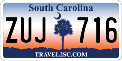 SC license plate ZUJ716