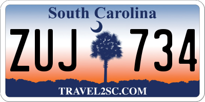 SC license plate ZUJ734