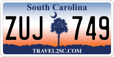 SC license plate ZUJ749
