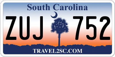 SC license plate ZUJ752