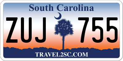 SC license plate ZUJ755