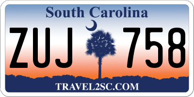 SC license plate ZUJ758