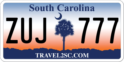 SC license plate ZUJ777