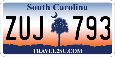 SC license plate ZUJ793