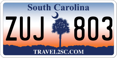 SC license plate ZUJ803