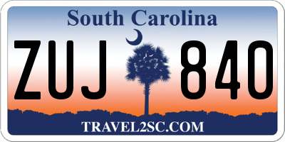 SC license plate ZUJ840
