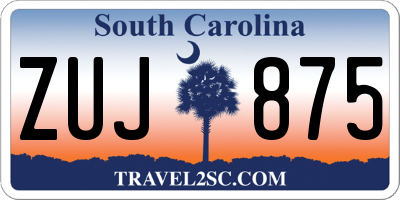 SC license plate ZUJ875