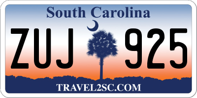 SC license plate ZUJ925