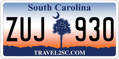 SC license plate ZUJ930