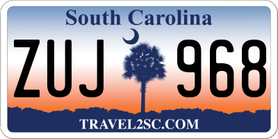 SC license plate ZUJ968