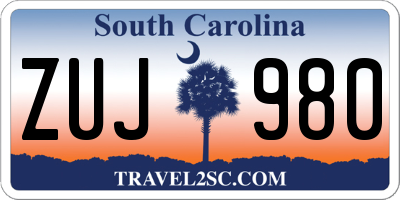 SC license plate ZUJ980