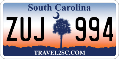 SC license plate ZUJ994