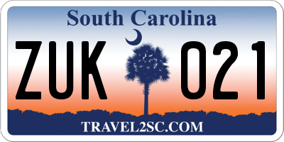 SC license plate ZUK021