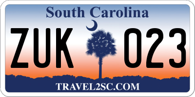 SC license plate ZUK023