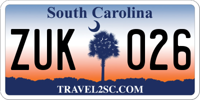 SC license plate ZUK026
