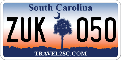 SC license plate ZUK050
