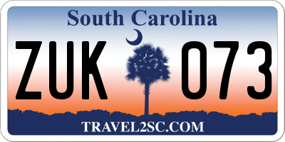 SC license plate ZUK073