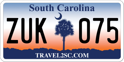 SC license plate ZUK075