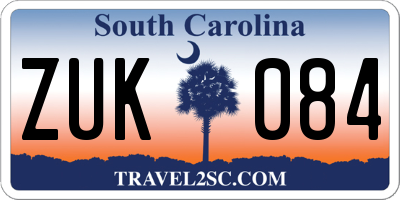 SC license plate ZUK084