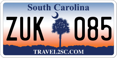 SC license plate ZUK085