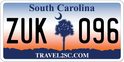 SC license plate ZUK096