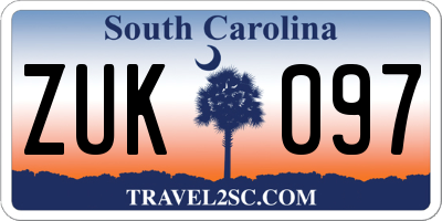 SC license plate ZUK097