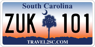 SC license plate ZUK101