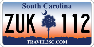 SC license plate ZUK112