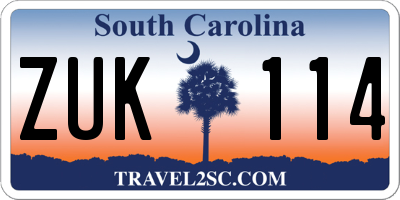 SC license plate ZUK114
