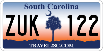 SC license plate ZUK122