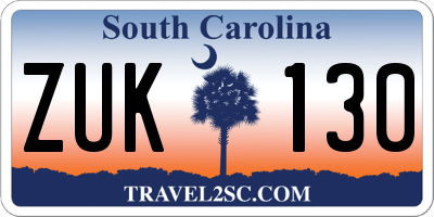 SC license plate ZUK130