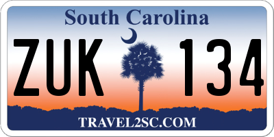 SC license plate ZUK134
