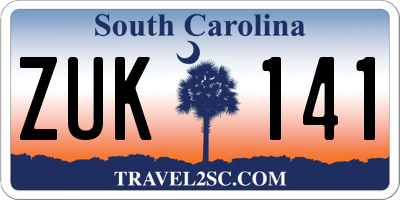 SC license plate ZUK141
