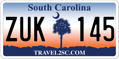 SC license plate ZUK145